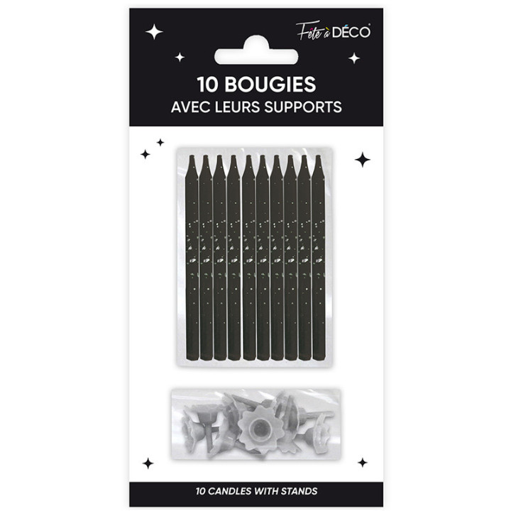 Bougies à paillettes - lot de 10 | Le Géant de la Fête