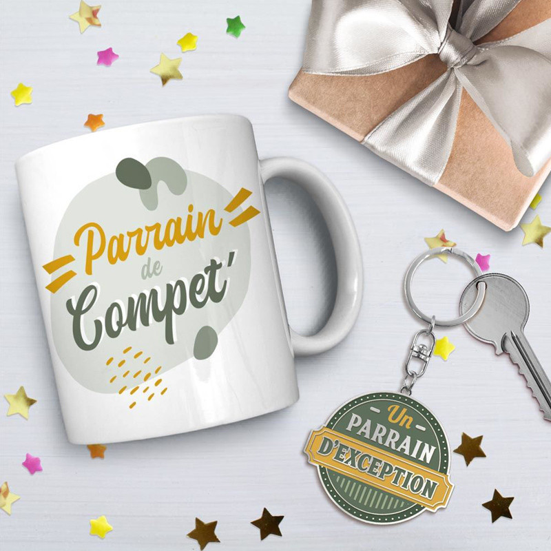 Coffret cadeau "Parrain" - Mug et porte-clés | Le Géant de la Fête