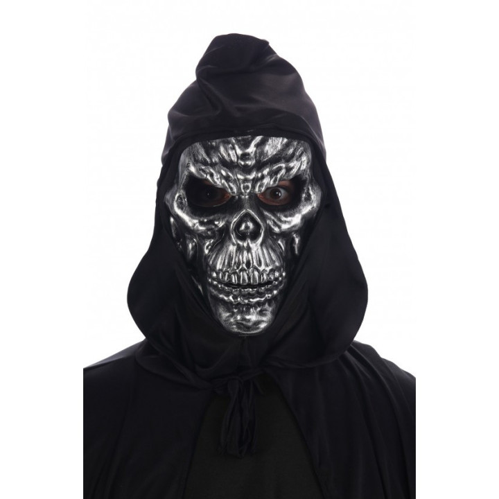 Masque de visage à capuche - Tête de mort - Argenté | Le Géant de la Fête