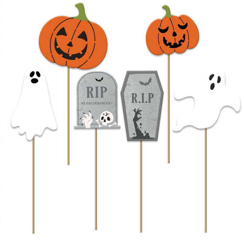 Lot 24 Décorations Halloween Bois à Peindre - Kit Bricolage Enfants Avec Cordons Et Crayons
