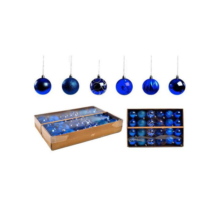 Boules de Noël - Fantaisie - lot de 24 - Bleu | Le Géant de la Fête