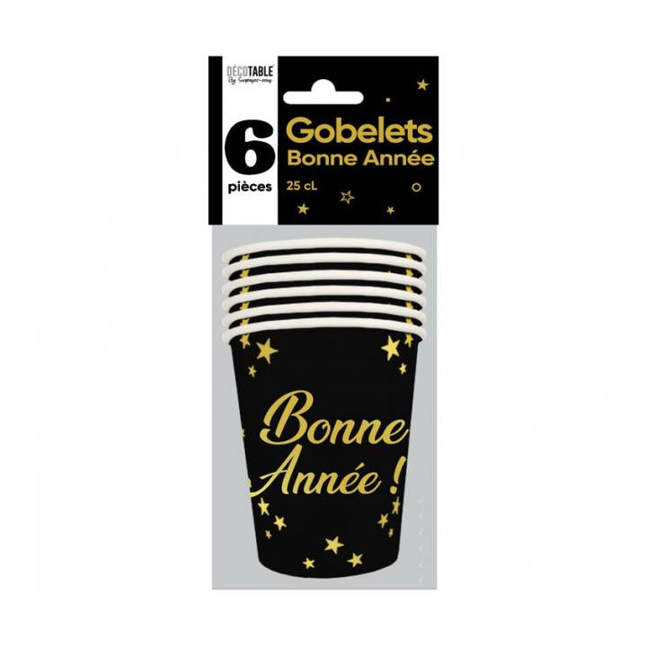 Gobelets "Bonne Année" - Étincelant - lot de 6 | Le Géant de la Fête