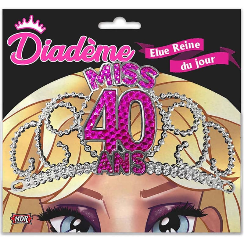 Écharpe Anniversaire Miss 40 Ans - Liserés Dorés & Paillettes Bleues - Cadeau Fête Femme