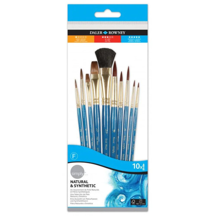 Brosses et pinceaux - Daley Rowney - lot de 10 | Le Géant de la Fête