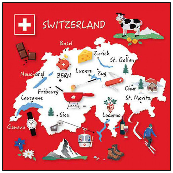Serviettes décorées - Suisse - lot de 20 | Le Géant de la Fête