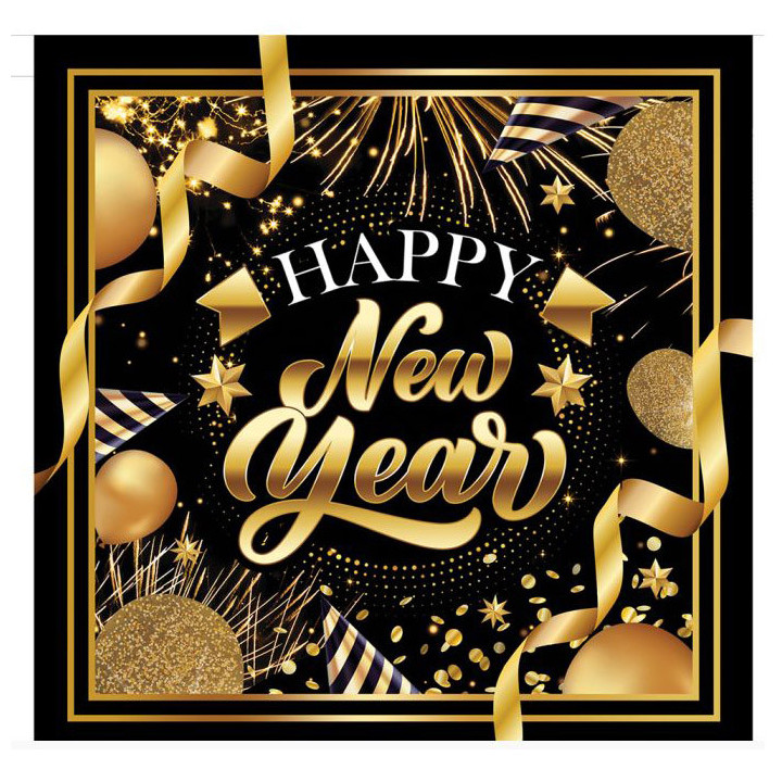 Serviettes "Happy New Year" - lot de 20 - Noir | Le Géant de la Fête