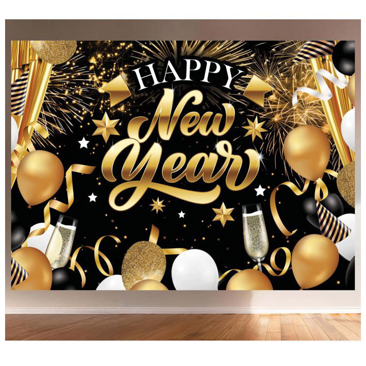 Bannière "Happy New Year" - Noir | Le Géant de la Fête