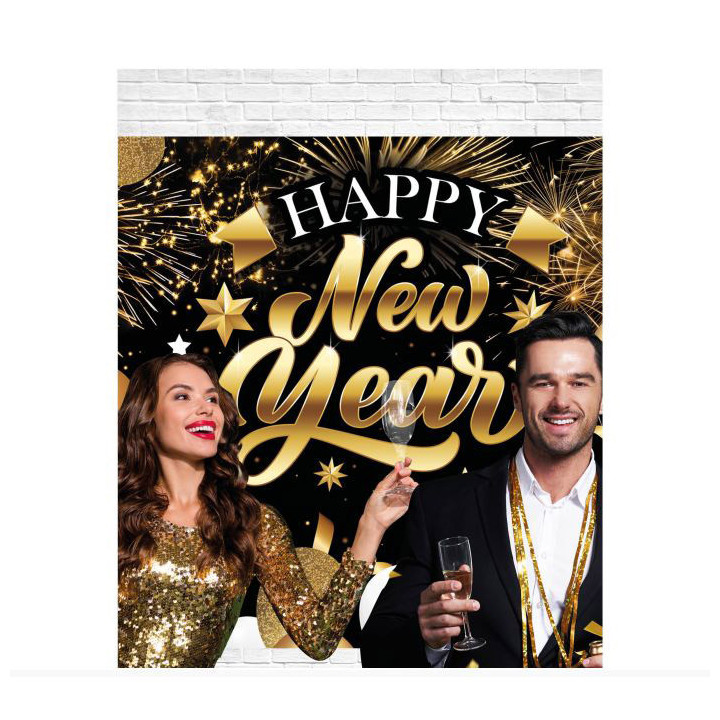 Bannière "Happy New Year" - Noir | Le Géant de la Fête