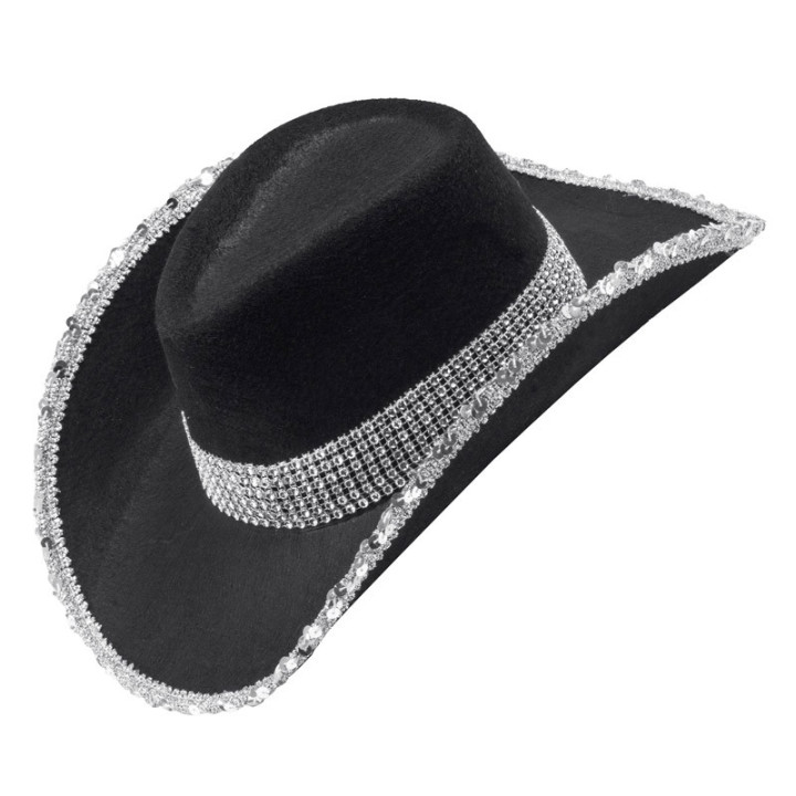 Chapeau de Cowboy - Noir strass | Le Géant de la Fête