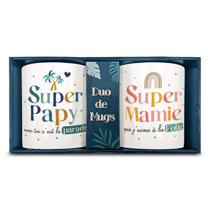 Coffret cadeaux - Papy et Mamie - 2 mugs | Le Géant de la Fête