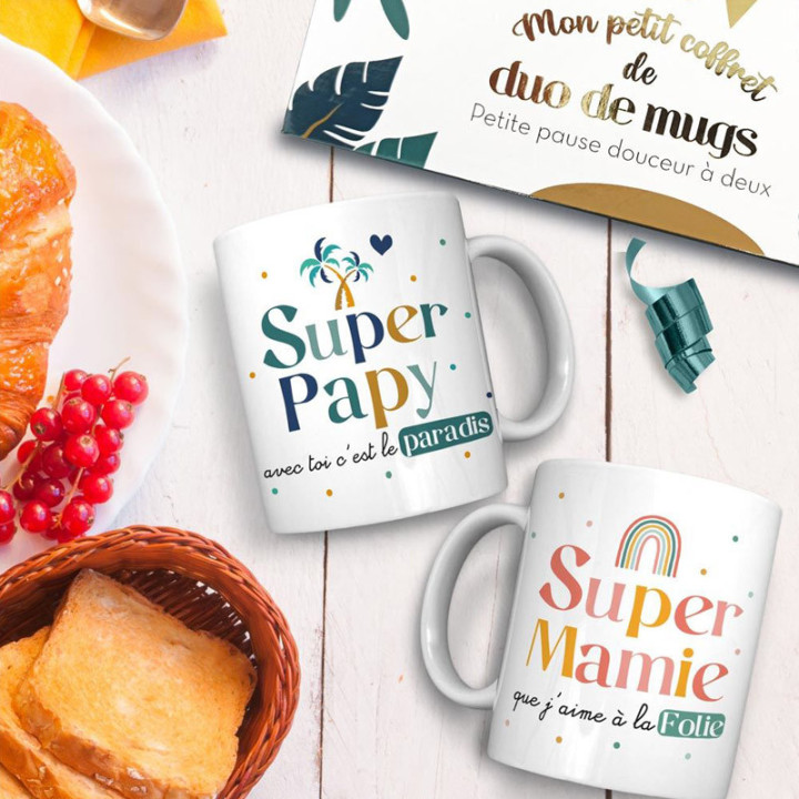 Coffret cadeaux - Papy et Mamie - 2 mugs | Le Géant de la Fête