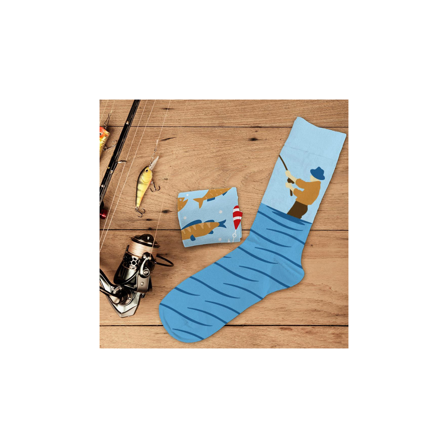 Chaussettes De Pêche Respirantes Avec Message 'Je Préfère Pêcher' - Cadeau Pour Pêcheur, Papa, Grand-père - Coupe Haute 18.5cm - 8