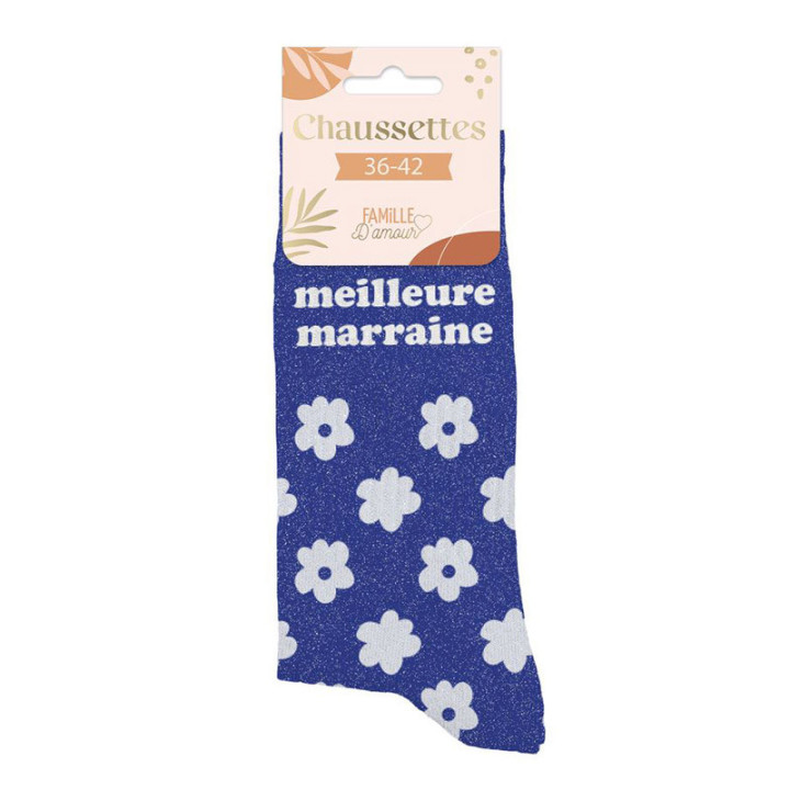 Chaussettes à paillettes "Meilleure Marraine" | Le Géant de la Fête