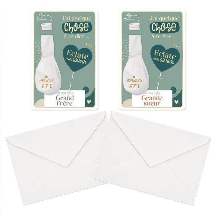Cartes d'annonce à ballons - Frère et soeur - 2 pièces | Le Géant de la Fête