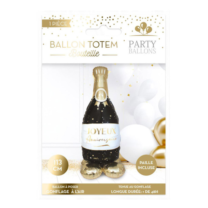 Ballon métallique "Anniversaire" - Totem bouteille | Le Géant de la Fête