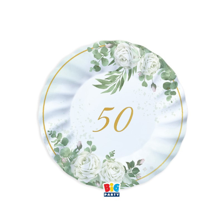 Assiettes "50" - Eucalyptus - lot de 6 | Le Géant de la Fête
