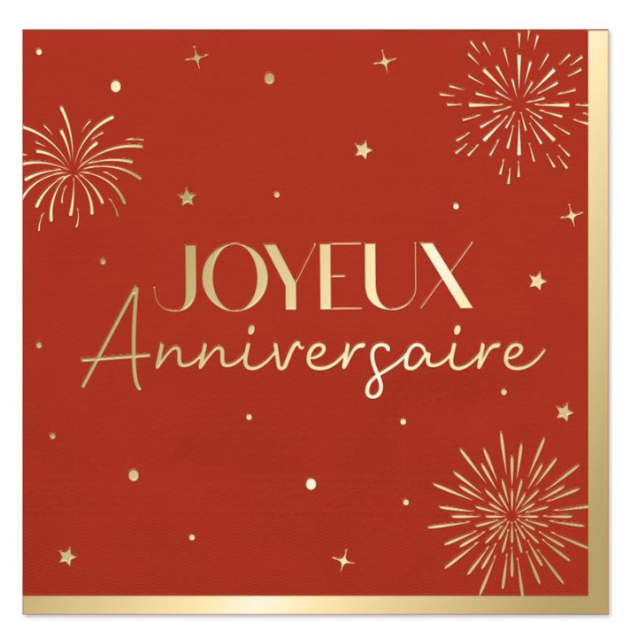 Serviettes "Anniversaire" - Party - lot de 10 - Rouge | Le Géant de la Fête