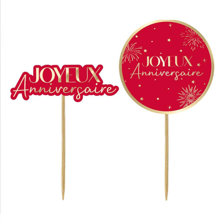 Pics "Anniversaire" - Party - lot de 12 - Rouge | Le Géant de la Fête