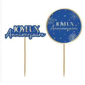 40 Serviettes Anniversaire Bleu Happy Birthday 33x33 Cm - Pour Garçons Et Filles, Fête, Confirmation, Baptême