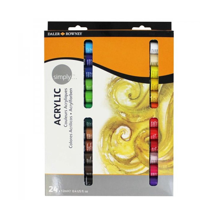 Acryliques - Simply - Daley Rowney - lot de 24 | Le Géant de la Fête