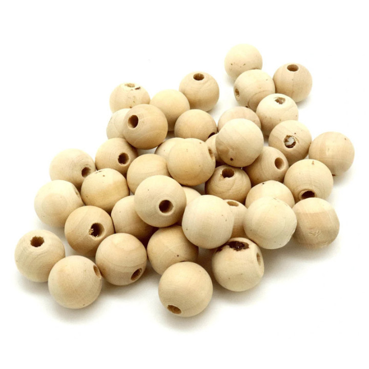 Perles en bois - 15 mm - lot de 40 | Le Géant de la Fête