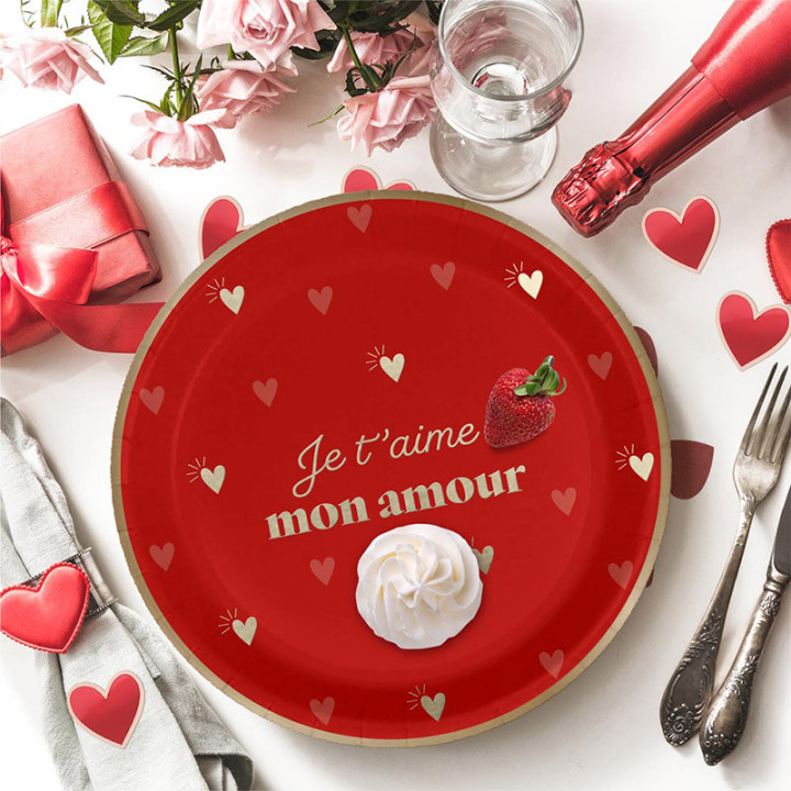 Assiettes "Mon amour" - lot de 6 | Le Géant de la Fête