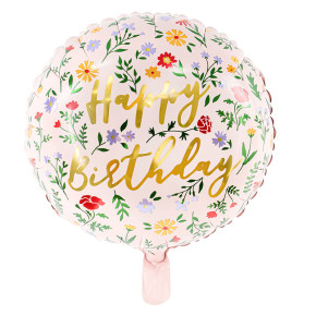 Ballon métallique “Happy Birthday” - Fleurs des champs | Le Géant de la Fête