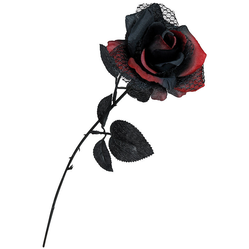 Bandeau Floral Halloween – Fleurs Roses Et Noires Artificielles – Accessoire Cheveux Pour Fête, Cosplay, Carnaval - 12