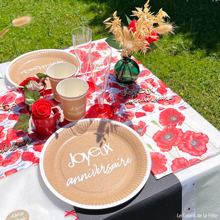 Chemin de table - Coquelicots - 28 cm x 5 m | Le Géant de la Fête