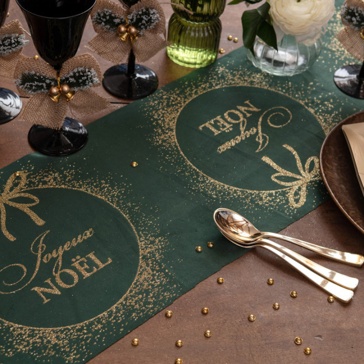 Chemin de table - Ornement étincelant - Vert | Le Géant de la Fête