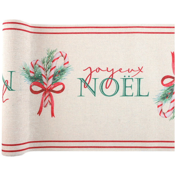Chemin de table - Candy cane de Noël - 3 m | Le Géant de la Fête