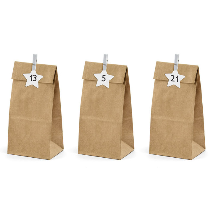 Calendrier De L'Avent DIY - Lot De 24 Boîtes En Carton Kraft 7x7x7 Cm à Remplir, Marron, Réutilisable