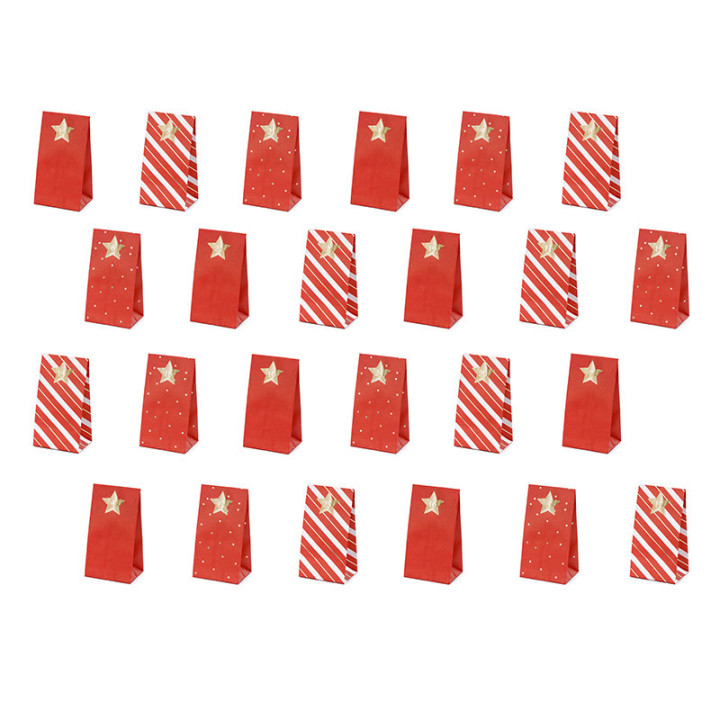 Sachets pour un calendrier de l'avent - lot de 24 - Rouge | Le Géant de la Fête