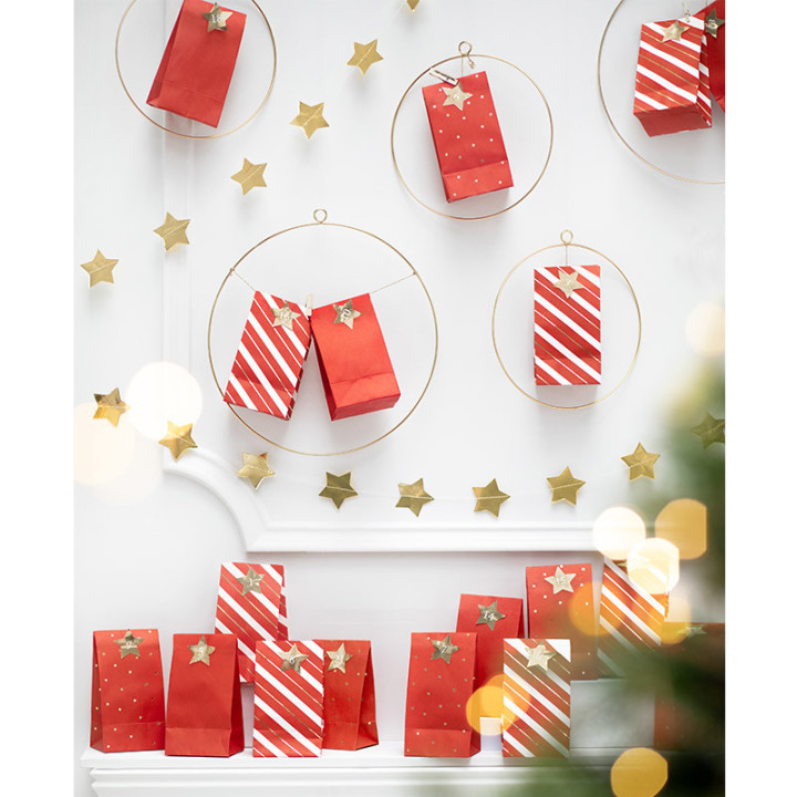 Sachets pour un calendrier de l'avent - lot de 24 - Rouge | Le Géant de la Fête
