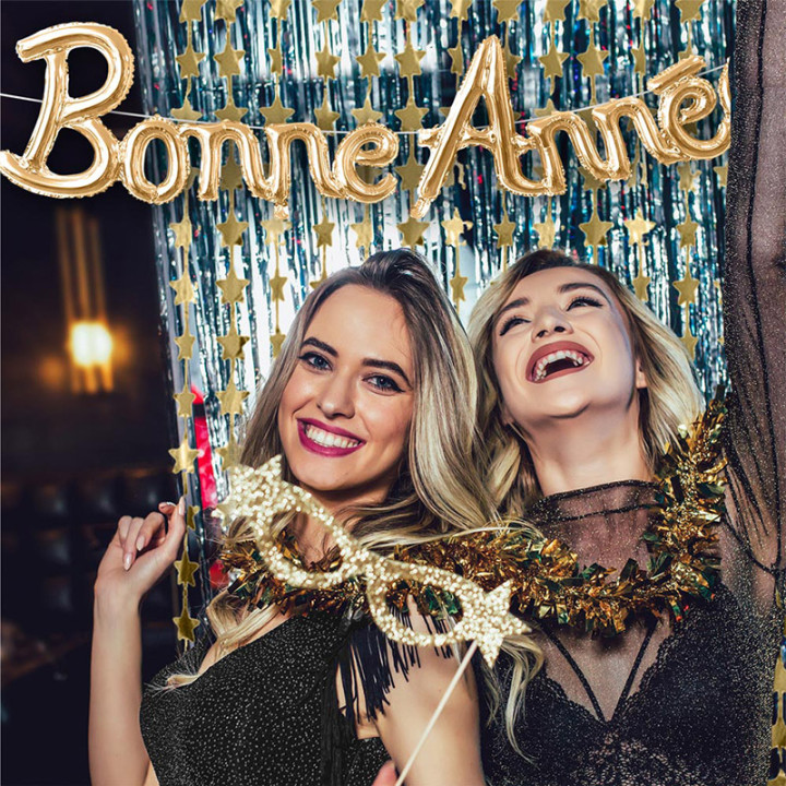 Guirlande de ballons "Bonne Année" - 2.50 m - Doré | Le Géant de la Fête