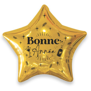 Ballon métallique en étoile "Bonne Année" - 2026 | Le Géant de la Fête