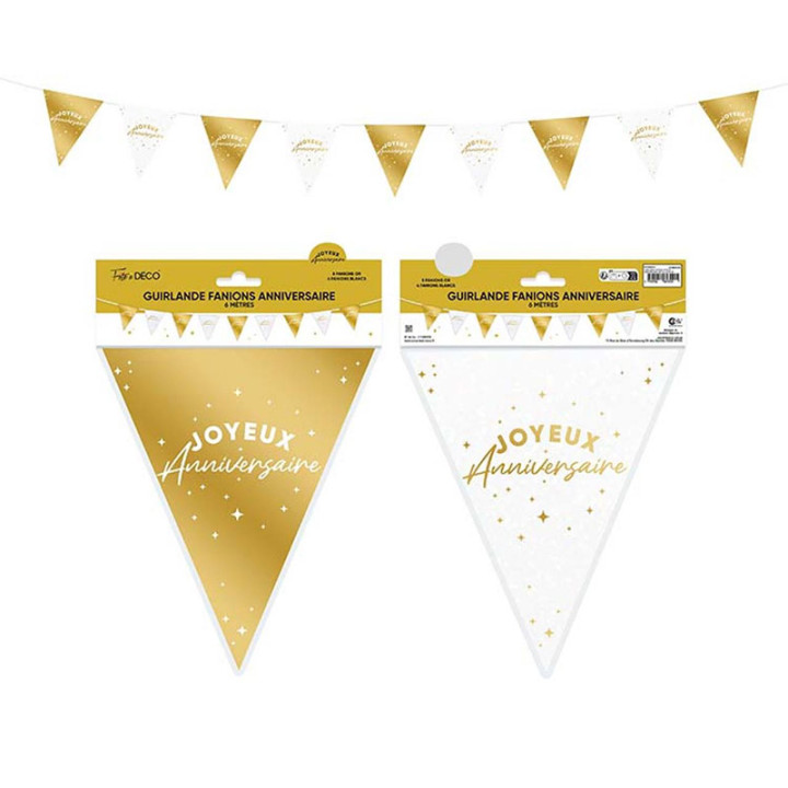 Guirlande pavillons "Joyeux anniversaire" - Étoiles | Le Géant de la Fête