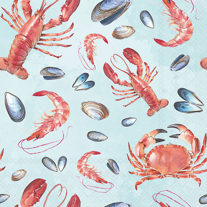 Serviettes décorées - Vie marine - lot de 20 | Le Géant de la Fête