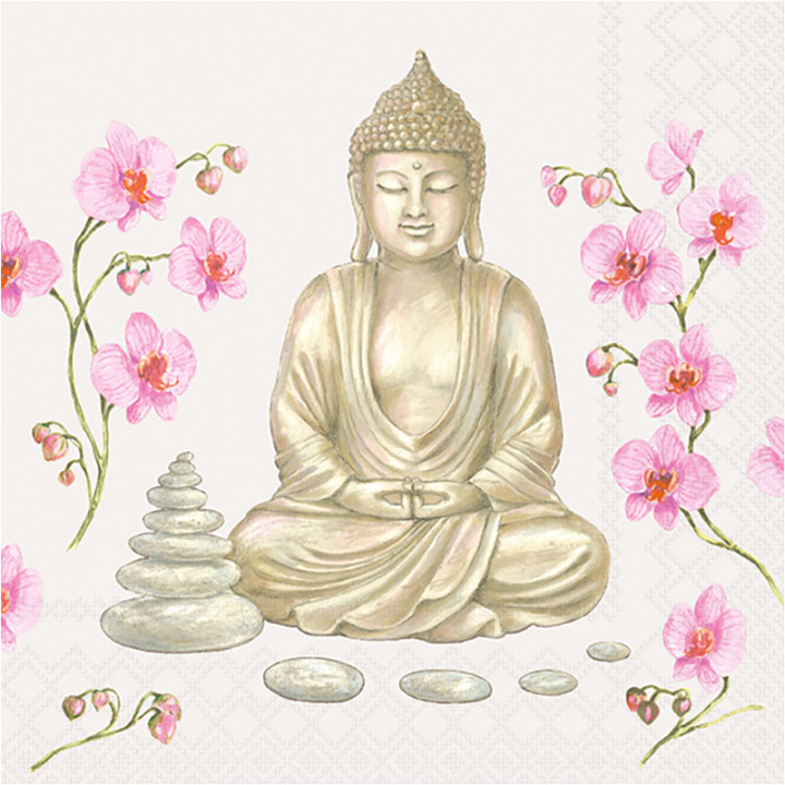 Serviettes décorées - Bouddha assis - lot de 20 | Le Géant de la Fête