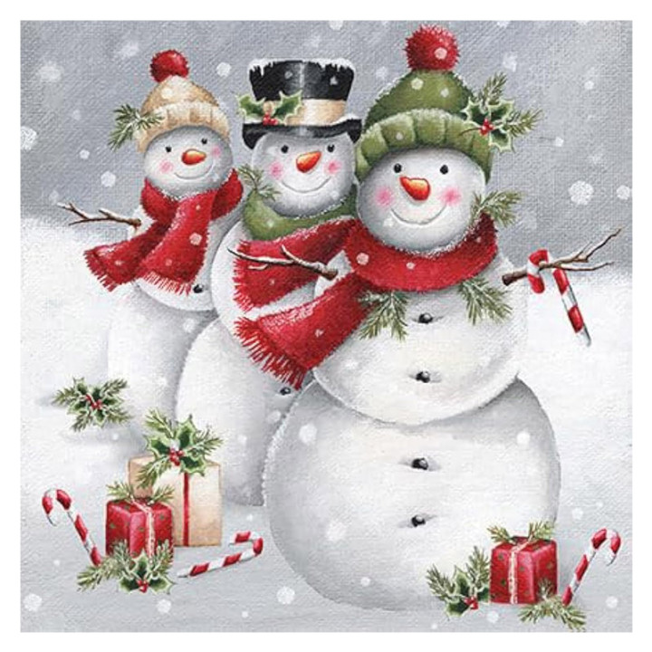 Serviettes décorées - Bonhommes de Neige - lot de 20 | Le Géant de la Fête