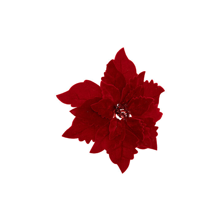 Poinsettia en velours - 24 cm - Rouge | Le Géant de la Fête