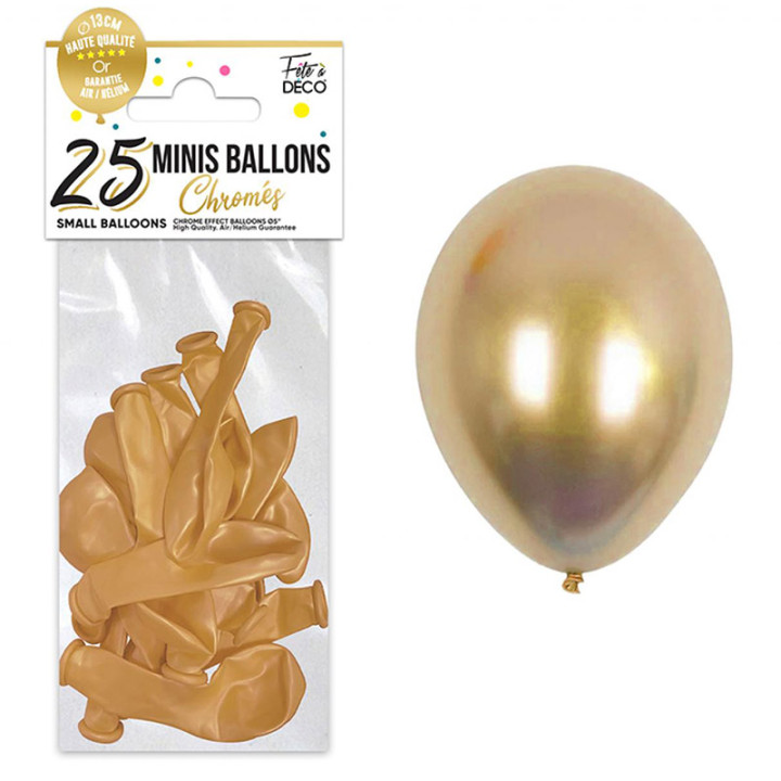 Mini ballons de baudruche - Chromé - 13 cm - lot de 25 | Le Géant de la Fête