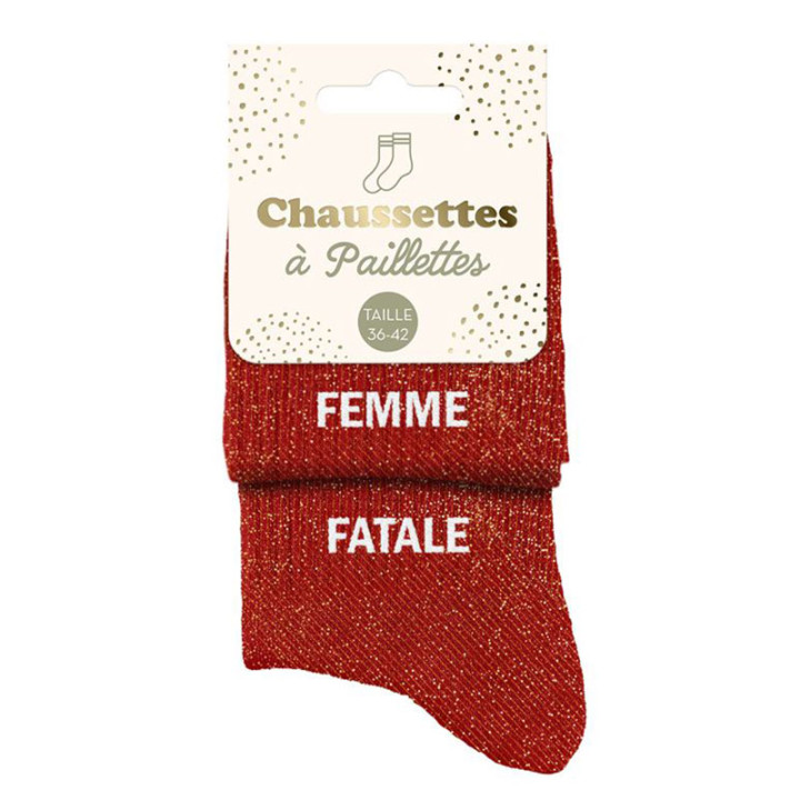 Chaussettes à paillettes - Duo "Femme - Fatale" - Rouge | Le Géant de la Fête