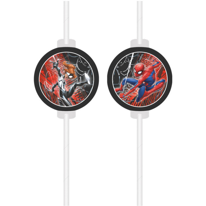 Pailles - Spiderman World - lot de 4 | Le Géant de la Fête