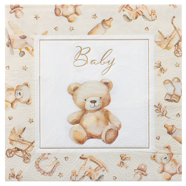 Serviettes - Little Teddy - lot de 12 | Le Géant de la Fête