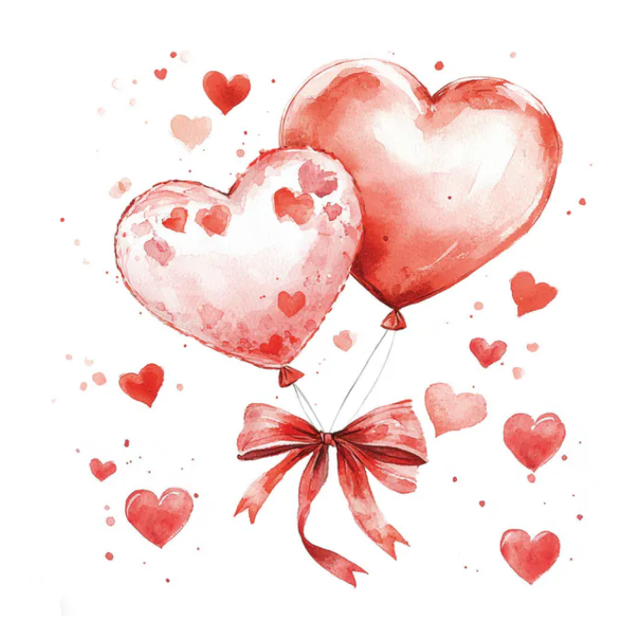 Serviettes décorées - Ballons en coeur | Le Géant de la Fête