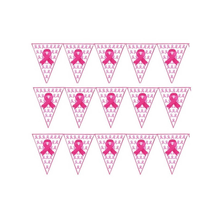 Guirlande triangulaire - Ruban Octobre Rose - 10 m | Le Géant de la Fête