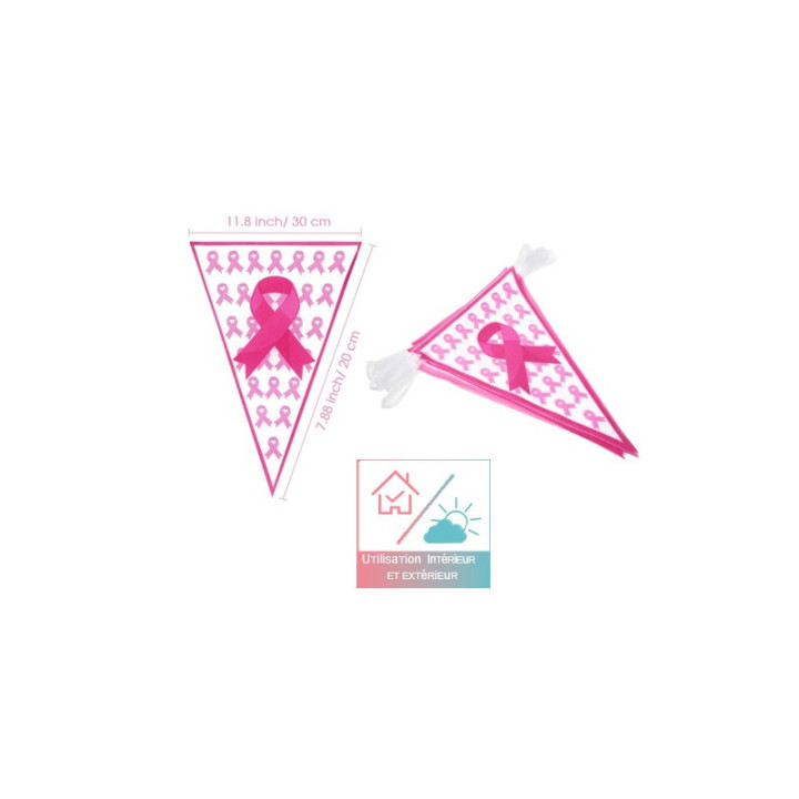 Guirlande triangulaire - Ruban Octobre Rose - 10 m | Le Géant de la Fête