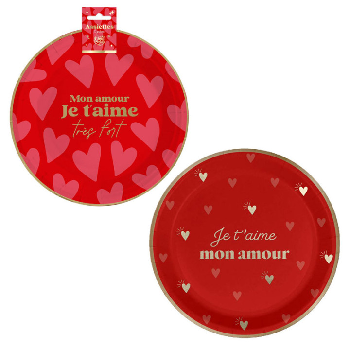Assiettes "Mon amour" - lot de 6 | Le Géant de la Fête