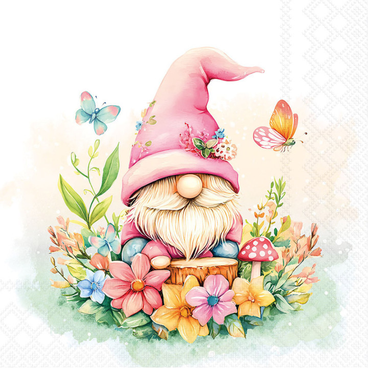 Serviettes cocktail décorées - Gnome Pastel - lot de 20 | Le Géant de la Fête